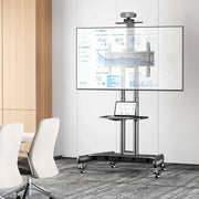 View Rolling/Mobile TV Cart with Wheels for 32-82 Inch LCD LED 4K Flat Screen TVs - TV Floor Stand with Shelf Holds Up to 100 lbs, Height Adjustable Trolley Max VESA 600x400mm- PSTVMC05 image 2