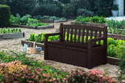 View 70 Gallon Storage Bench Deck Box for Patio Furniture, Front Porch Decor and Outdoor Seating �� Perfect to Store Garden Tools and Pool Toys, Brown image 5