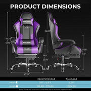 View Gaming Chair with Footrest and Lumbar Support – Ergonomic Computer Chair with Headrest, 360° Swivel, Height Adjustable, White image 2
