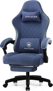 View Gaming Chair, Computer Office Chair with Pocket Spring Cushion, Linkage Armrests and Footrest, High Back Ergonomic Computer Chair with Lumbar Support Task Chair with Footrest image 2
