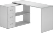 View L Shaped Desk with Drawers Shelves, Corner Home Office Desk with Storage Cabinet, Large Wood Computer Desk for PC Executive Work Writing Study, Modern Living Room Bedroom Table,White Oak,60 in image 6