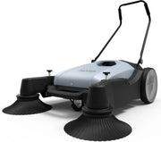 View Walk-Behind Outdoor Hand Push Floor Sweeper - 5.25 Gallon Capacity - 25.5" Sweeping Width - Sweeps up to 27,900 ft² / Hour, Grey image 2