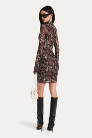 View Melani Ruched Mesh Mini Dress image 3