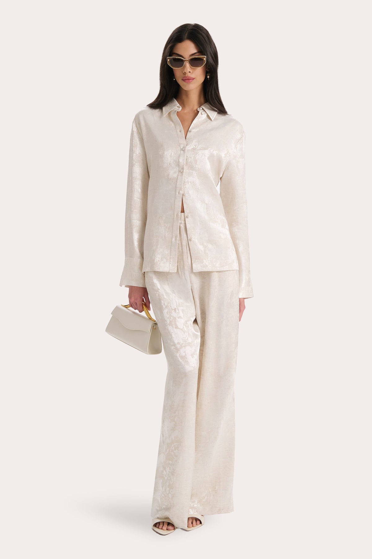 Terra Jacquard Button Down Blouse