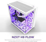 View H9 Flow Dual-Chamber ATX Mid-Tower PC Gaming Case – High-Airflow Perforated Top Panel – Tempered Glass Front & Side Panels – 360mm Radiator Support – Cable Management – White image 2