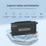 View 3000W Pure Sine Wave Inverter 12V DC to 120V AC Converter for Home, RV, Truck, Off-Grid Solar Power Inverter 12V to 110V with Built-in 5V/2.1A USB Port, AC Hardwire Port, Remote Controller image 5