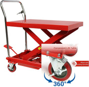 View Hydraulic Lift Table Cart – 31" Lift Height, Double Scissor Design with 4 Wheels & Non-Slip Pad for Material Handling image 2