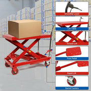 View Hydraulic Lift Table Cart – 31" Lift Height, Double Scissor Design with 4 Wheels & Non-Slip Pad for Material Handling image 5