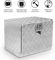 View 36 Inch Heavy Duty Aluminum Diamond Plate Tool Underbody Box, Waterproof Square Truck Storage Organizer Chest for Pick Up Truck Bed, RV Trailer with T-Handle Lock and Keys - Black image 2