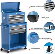 View Tool Chest 8-Drawer | 42'' Large Rolling Tool Chest with Wheels | Detachable Top Metal Tool Box | Garage Storage Cabinet for Repair Room,Warehouse | Rolling Tool Box with Hooks,Liners,Tray Divider image 4