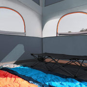 View A 6-person waterproof and windproof portable family camping tent, with a double-layer structure, equipped with 1 mesh door and 5 large mesh windows - height of 10 feet × 9 feet × 78 inches (unit: inches) image 2