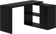 View L Shaped Desk with Drawers Shelves, Corner Home Office Desk with Storage Cabinet, Large Wood Computer Desk for PC Executive Work Writing Study, Modern Living Room Bedroom Table,White Oak,60 in image 1