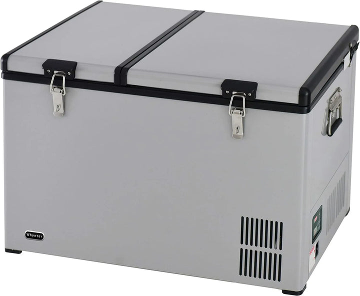 FM-65G 65 Quart Portable Refrigerator and Deep, AC 110V/ DC 12V, Real Chest Freezer for Car, Home, Camping, and RV with-8掳F to 50掳F Temperature Range, Gray, One Size