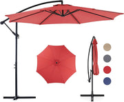 View 9.8FT Offset Patio Umbrella Hanging Cantilever Umbrella Outdoor Sun Shade with Easy Tilt Adjustment, 8 Ribs, UV Protection for Backyard, Lawn, Garden and Pool, Blue image 3