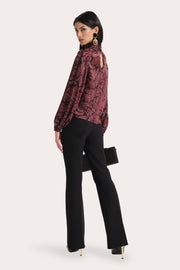 View Naya Silk Charmeuse Coral Print Blouse image 4