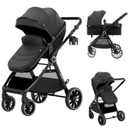 View 2 in 1 Baby Stroller, Convertible Bassinet Pushchair for Infants and Newborns 0-36 Months image 2