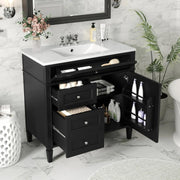 View 36" Bathroom Vanity with Single Sink Combo, Modern Undermount Bathroom Sink Cabinet with 2 Drawers and a Tip-Out Drawer, Freestanding Bathroom Vanities, Soft Closing, Solid Wood Frame image 4