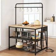 View Kitchen Island, Kitchen Island with Storage, Bakers Rack, Island Table for Kitchen, Bakers Rack with Storage, Large Kitchen Island Table, Coffee Bar Table with Shelf,5 Racks,Pear Wood White image 1