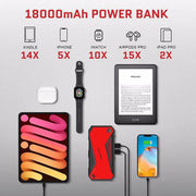 View Peak 1600A 18000mAh Car Battery Jump Starter, up to 7.2 Gas, 5.5L Diesel Engines, Portable Battery Booster with Smart Charging Port, LCD Display, Intelligent Jumper Clamps, DJS90, Red Black image 3