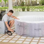 View SaluSpa Fiji AirJet Large Round 2 to 4 Person Inflatable Hot Tub Portable Outdoor Spa with 120 AirJets and EnergySense Cover, Grey image 5