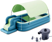 View Inflatable Swimming Pool with Water Slide, Inflatable Slide Water Pool with Awning, Inflatable Mega Bouncy Castle Water Park, Swim Centre Pools for Backyard, Garden, Summer Water Party image 1