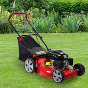 View Self-propelled lawn mower, 141cc four-stroke gasoline engine, lawn mower with 20-inch blades, rear-wheel drive, push-type lawn mower, equipped with a 50-liter hay storage tank, rear wheel diameter 10 inches, rotational speed 2850 revolutions per minu image 2