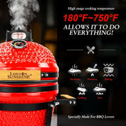 View 13-inch ceramic Kamodo charcoal barbecue grill - red image 3