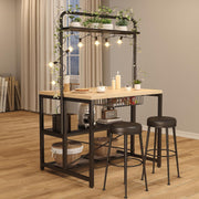 View Kitchen Island, Kitchen Island with Storage, Bakers Rack, Island Table for Kitchen, Bakers Rack with Storage, Large Kitchen Island Table, Coffee Bar Table with Shelf,5 Racks,Pear Wood White image 3