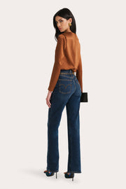 View Leah Silk Charmeuse Ruched Long Sleeve Shirt image 3