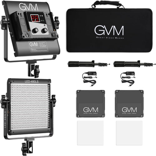 2 Pack LED Video Lighting Kits with APP Control, Bi-Color Variable 2300K~6800K with Digital Display Brightness of 10~100% for Video Photography, CRI97+ TLCI97 Led Video Light Panel +Barndoor