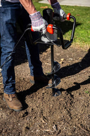 View 1500W industrial trenching machine enclosure features a soil excavation power head, including a 6-inch digging auger bit kit image 2
