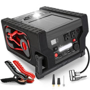 View Solar Portable Power Station 2000 Amps Jump Starter, 260 PSI Air Compressor, 12V Car Battery Charger with 400W Inverter Dual AC/DC/USB Output, Emergency Backup Power with Flashlights image 1