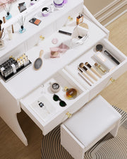 View Makeup Table with Extra Large Mirror and Lights, 80cm Dressing Table with Stool image 2