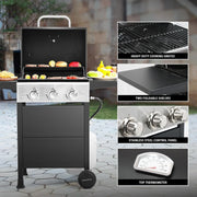View Burner BBQ Propane Gas Grill, Stainless Steel 30,000 BTU Patio Garden Barbecue Grill with Two Foldable Shelves image 2