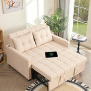 View 52" Sleeper Sofa with Pull-Out Bed, 3-in-1 Convertible Sofa Bed, Loveseat with Adjustable Backrest and Side Pocket, for Living Room Apartment, Linen, Dark Grey image 1