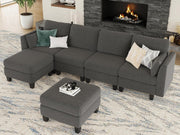 View Modular Sectional Sofa, Convertible U Shaped Sofa Couch with High Density Memory Foam, 6 Seat Comfy Modular Sofa Couch for Living Room, Modern U Shaped Sectional Sofa, Dimgrey image 5