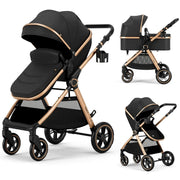 View 2 in 1 Baby Stroller, Convertible Bassinet Pushchair for Infants and Newborns 0-36 Months image 1