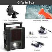 View ZD-529 Solar Portable Power Station 2000 Amps Jump Starter, 260 PSI Air Compressor, 12V Car Battery Charger with 400W Inverter Dual AC/DC/USB Output, Emergency Backup Power with Flashlights image 2