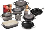 View 20-piece Signature Cast Iron Cookware Set,10.25 Skillet,1.75-quart Saucepan with Lid image 5