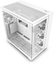 View H9 Flow Dual-Chamber ATX Mid-Tower PC Gaming Case – High-Airflow Perforated Top Panel – Tempered Glass Front & Side Panels – 360mm Radiator Support – Cable Management – White image 1
