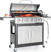 View Burner Propane Gas BBQ Grill with Side Burner & Porcelain-Enameled Cast Iron Grates, 42,000 BTU Output Stainless Steel Grill for Outdoor Cooking Kitchen and Patio Backyard Barbecue-Captiva image 2