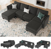 View Modular Sectional Sofa, Convertible U Shaped Sofa Couch with High Density Memory Foam, 6 Seat Comfy Modular Sofa Couch for Living Room, Modern U Shaped Sectional Sofa, Dimgrey image 1