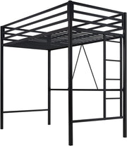 View Loft Bed Twin Size with Ladder and Guardrail,Heavy Duty Metal Slats Support No Box Spring Needed Small Space Saving Furniture for Bedroom Dorm,Black image 4