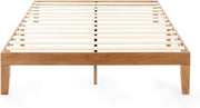 View 12" Classic Solid Wood Platform Bed Frame w/Wooden Slats (No Box Spring Needed), Natural, Queen Size image 1