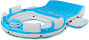 View 56299EP 145 x 125 x 20 Inch Splash N Chill Inflatable Lake and Pool Relaxation Island Lounger Seat for up to 7 Adults, Blue and White image 2