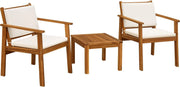 View Patio Furniture 4 Piece Outdoor Acacia Wood Patio Conversation Sofa Set with Table & Cushions Porch Furniture for Deck, Balcony, Backyard image 1