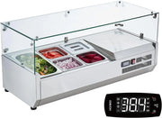 View Refrigerated Condiment Prep Station, 135 W Countertop Refrigerated Condiment Station, with 2 1/3 Pans & 4 1/6 Pans, 304 Stainless Body and PC Lid, Sandwich Prep Table with Stainless Guard, ETL image 4