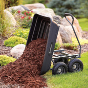 View Heavy-duty multi-purpose garbage transfer cart garden cart, equipped with pneumatic tires, capacity 4 cubic feet - 600 pounds load capacity, outdoor wheeled cart, suitable for garden, gardening and landscaping work. image 4