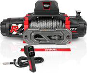 View 13,500-pound load capacity electric winch - 12-volt DC power supply, suitable for off-road trailer towing, dual-function wireless remote control image 1