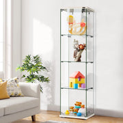 View 4 Layers 15.7''W x 15.7''D x 62.6''H Glass Display Cabinet Countertop Showcase with Lock, 5mm Tempered Glass 25mm MDF Base image 5